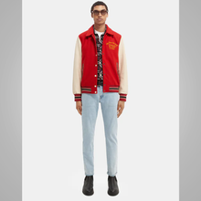 Load image into Gallery viewer, Red Varsity Letterman Jacket with Cream Sleeves