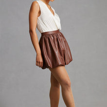 Load image into Gallery viewer, Vintage Brown Leather Bubble Skirt