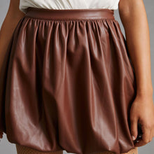 Load image into Gallery viewer, Vintage Brown Leather Bubble Skirt