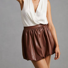 Load image into Gallery viewer, Vintage Brown Leather Bubble Skirt