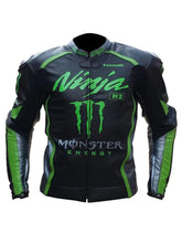Load image into Gallery viewer, Kawasaki Monster Green Motorcycle Racing Cowhide Leather Jacket