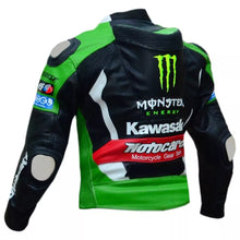 Load image into Gallery viewer, Monster Energy Kawasaki Motorbike Leather Jacket