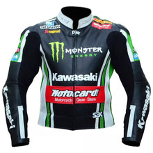 Load image into Gallery viewer, Monster Energy Kawasaki Motorbike Leather Jacket