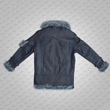 Load image into Gallery viewer, Men's Black Shearling Jacket Coat in Flight Aviation Style - Cold Inferno