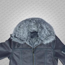 Load image into Gallery viewer, Men's Black Shearling Jacket Coat in Flight Aviation Style - Cold Inferno