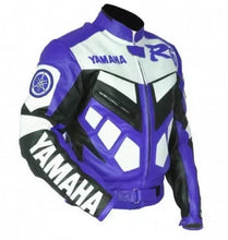 Load image into Gallery viewer, Yamaha R6 Blue Motorcycle Cowhide Leather Racing Jacket