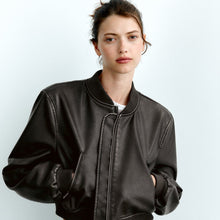 Load image into Gallery viewer, Women Black Aviator A1 Bomber Jacket
