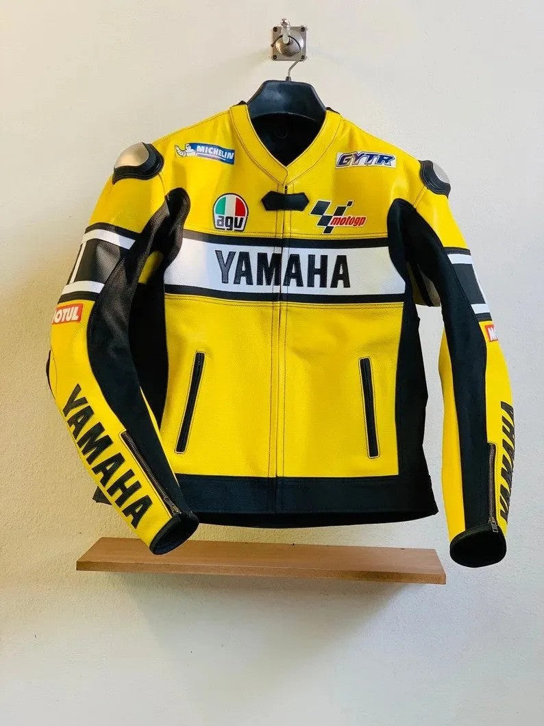 Yamaha Racing Yellow Motorcycle Leather Jacket