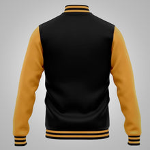 Load image into Gallery viewer, Mens Baseball Style Black and Yellow Varsity Jacket