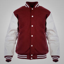 Load image into Gallery viewer, Maroon and White Letterman Jacket