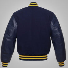 Load image into Gallery viewer, Navy Blue and Yellow Baseball Style Jacket