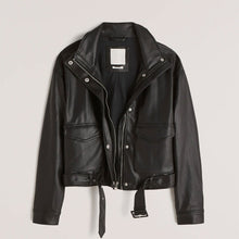 Load image into Gallery viewer, Women's Black RAF Sheepskin Shearling Aviator Motorbike Leather Jacket