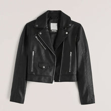 Load image into Gallery viewer, Women black cowhide Biker Leather Jacket