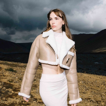 Load image into Gallery viewer, Women B3 Flight Bomber Faux Fur Sheepskin Leather Aviator Jacket