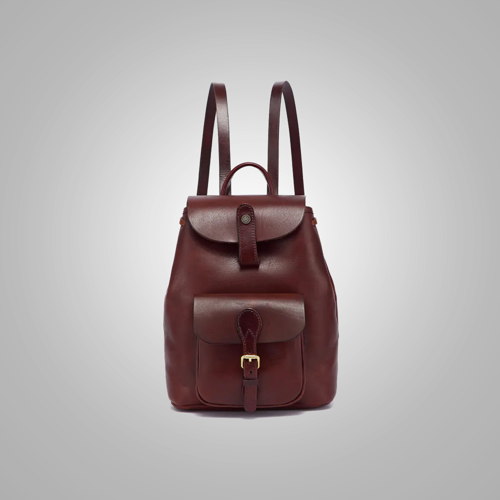 brown leather backpack mini Women Lambskin Brown Small Genuine Leather Backpack