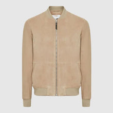 Load image into Gallery viewer, Men Brown Suede Leather Bomber Jacket