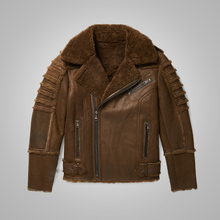 Load image into Gallery viewer, Men's B3 Real Brown Sheepskin Shearling Aviator Leather Bomber Flying Jacket