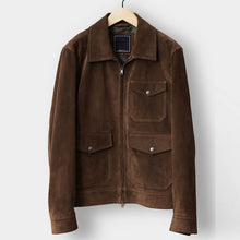 Load image into Gallery viewer, MEN'S TAN BROWN SUEDE GENUINE LEATHER BOMBER JACKET