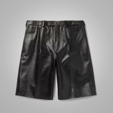Load image into Gallery viewer, Mens Black Leather Shorts