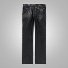 Load image into Gallery viewer, Mens Black New Style Fashion Leather Jean Pant