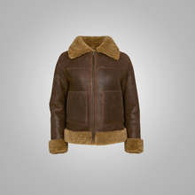 Load image into Gallery viewer, Women B3 Flight Leather Bomber Aviator Jacket