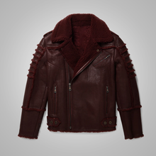 Load image into Gallery viewer, Real Brown Sheepskin Shearling B3 Aviator Leather Bomber Flying Jacket for Men