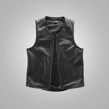 Load image into Gallery viewer, Mens Black Sheepskin Cowboy Genuine Leather Vest