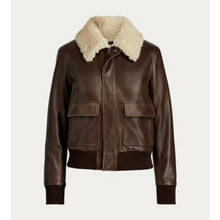 Load image into Gallery viewer, Women Aviator Sheepskin Shearling Motorbike Leather Bomber Jacket