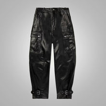Load image into Gallery viewer, Mens New Real Black Fashion Leather Pant