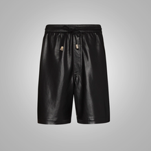 Load image into Gallery viewer, New Black Mens Lambskin Leather Shorts