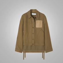 Load image into Gallery viewer, New Women's Army Green Solid Cloth Button Leather Shirt