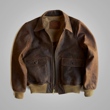 Load image into Gallery viewer, Brown Men flying RAF Aviator Cowhide Leather Biker Jacket