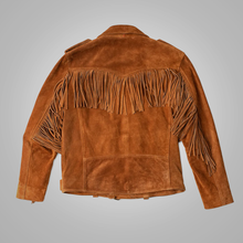 Load image into Gallery viewer, Brown Men Cowboy Style Fringes Suede Leather Western Jacket