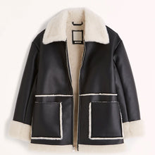 Load image into Gallery viewer, Black Women B3 RAF Aviator Brown Flight Shearling Leather Jacket