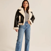 Load image into Gallery viewer, Women Aviator B3 Sheepskin Shearling Riding Leather Jacket