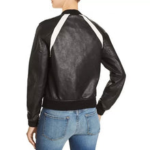 Load image into Gallery viewer, Casual Baseball Collar Black Leather Bomber Jacket
