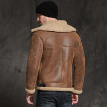 Load image into Gallery viewer, Mens Brown Short Sheepskin Fur Shearling Leather Jacket Coat