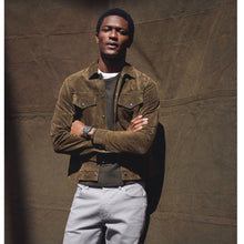 Load image into Gallery viewer, Men’s Olive Suede Leather Shirt Jeans Style