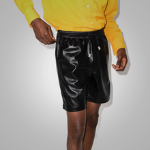 Load image into Gallery viewer, New Black Mens Lambskin Leather Shorts