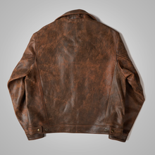 Load image into Gallery viewer, Mens brown Distressed Real Leather Four Pocket Leather Jacket