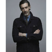 Load image into Gallery viewer, Men's Chocolate Medium Blue Shirt Jeans Style Leather Suede Bomber Jacket