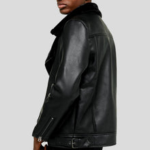 Load image into Gallery viewer, Bard Black Shearling Leather Jacket - Shearling leather