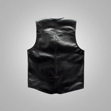 Load image into Gallery viewer, Mens Black Sheepskin Cowboy Genuine Leather Vest