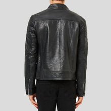 Load image into Gallery viewer, Barret Black Motorcycle Leather Jacket - Shearling leather
