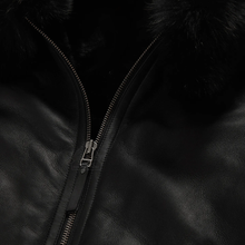 Load image into Gallery viewer, B3 Black Real Shearling Sheepskin Leather Bomber Flying Leather Jacket