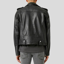 Load image into Gallery viewer, Cimarron Black Motorcycle Leather Jacket - Shearling leather