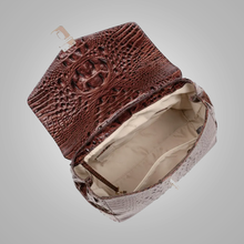 Load image into Gallery viewer, New Womens Brown Liz Croc Embossed Leather Convertible Backpack