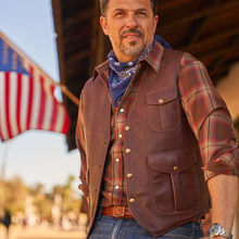 Load image into Gallery viewer, Brown Men Multi Pocket Style Buckskin Vest