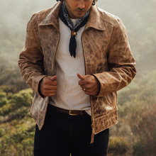 Load image into Gallery viewer, Mens Brown Vintage Distressed Real Leather Two Pocket Jacket