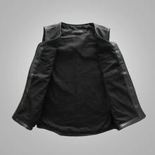 Load image into Gallery viewer, Mens Black Sheepskin Cowboy Genuine Leather Vest